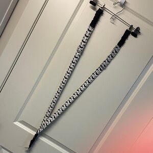 Handmade mustache suspenders in Magnolia Pearl style